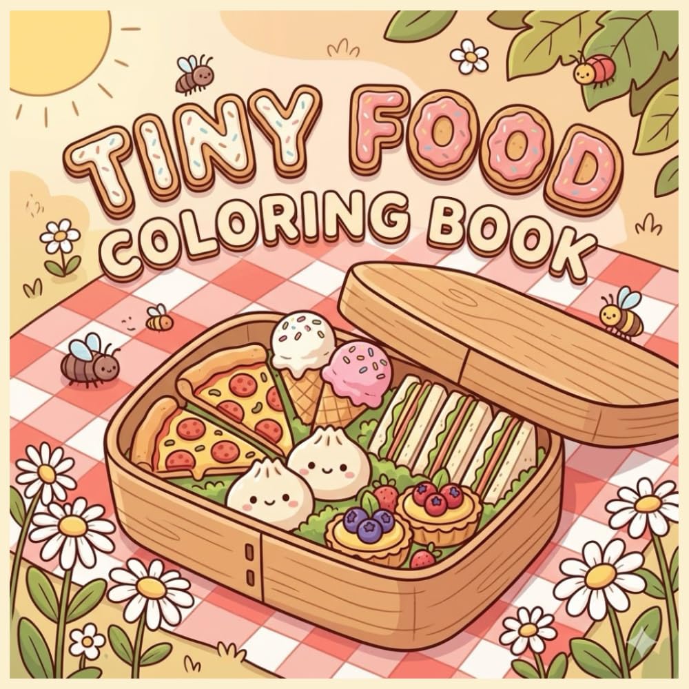 Tiny Food Coloring Book: A Big Collection of Little Delights | Bold and Easy Coloring Pages of Cute Mini Sweets, Snacks, and Desserts for Stress Relief and Relaxation
