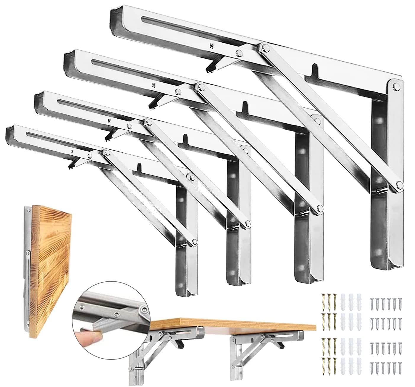 Buy 10''Folding Shelf Brackets Heavy Duty Max Load 220b Stainless Steel Folding Bracket
