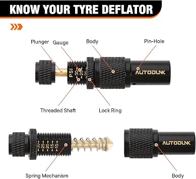 Adjustable Auto-Stop Tire Deflator Valve Kit, 10-30 PSI Air Down Tool Offroad Accessories, 4 PCS