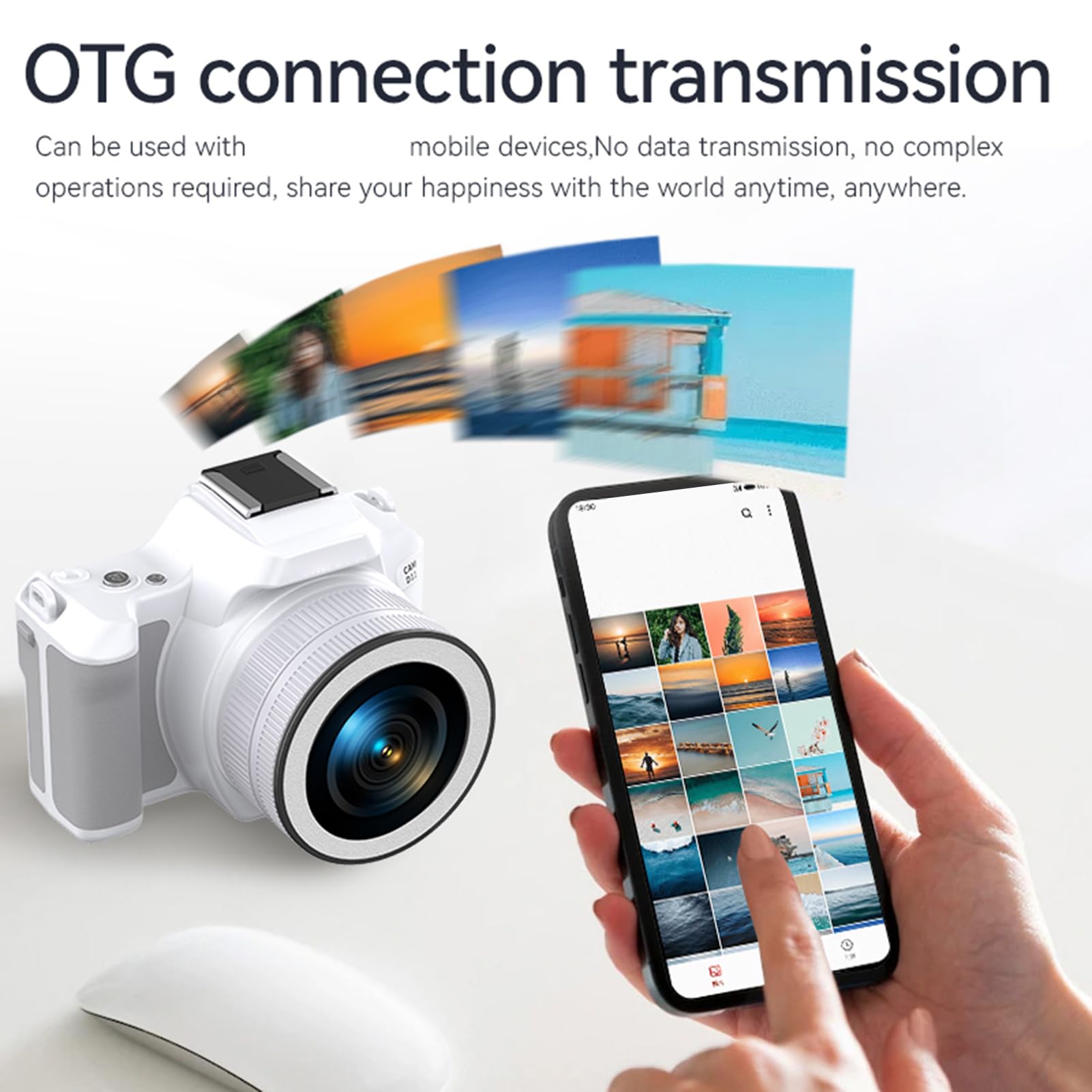CCYLEZ Camera Digitale 2K, Fotocamera da Vlogging da 48 MP con Zoom 16x, Dual Lente a Schermo da 2,0 Pollici per gli Appassionati di Fotografie Principianti (D11 bianco)