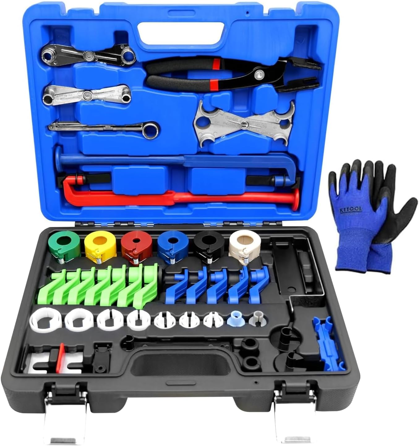 46pcs Master Quick Disconnect Tool Set Fuel Line Disconnect Tool Kit for Automotive A/C Fuel & Transmission Systems, Fuel Line Removal and Separator Tool Compatible with GM Ford Chrysler