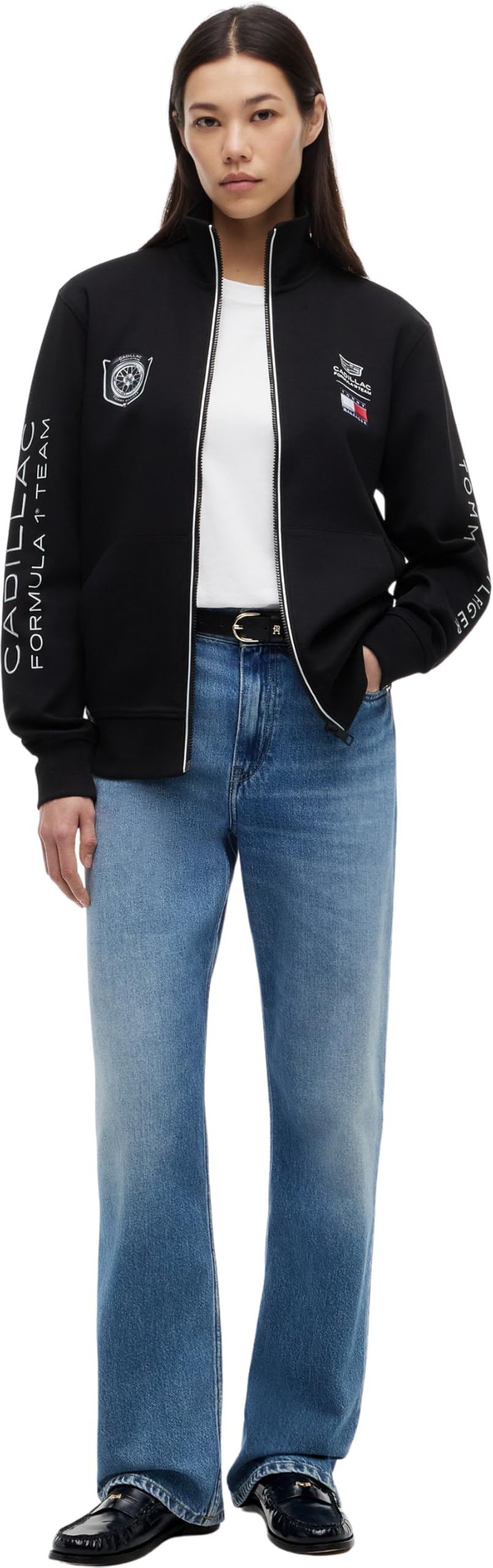 Tommy Hilfiger Unisexe Sweatshirt avec Fermeture Éclair TH X Cadillac F1 Racing Track Top Col Droit