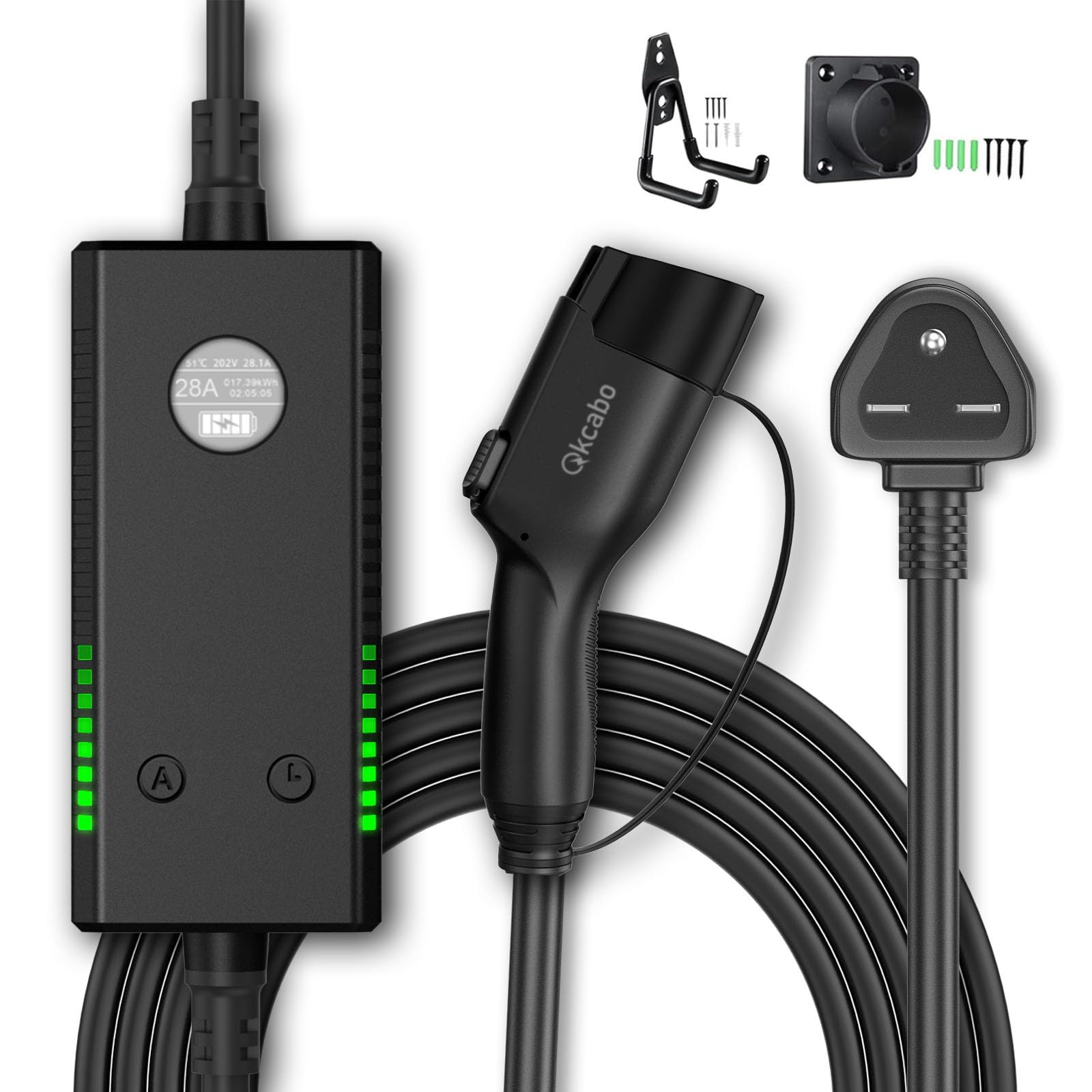 Amazon.co.jp: Qkcabo 6KW 電気自動車 EV 充電ケーブル 28A 100-240V