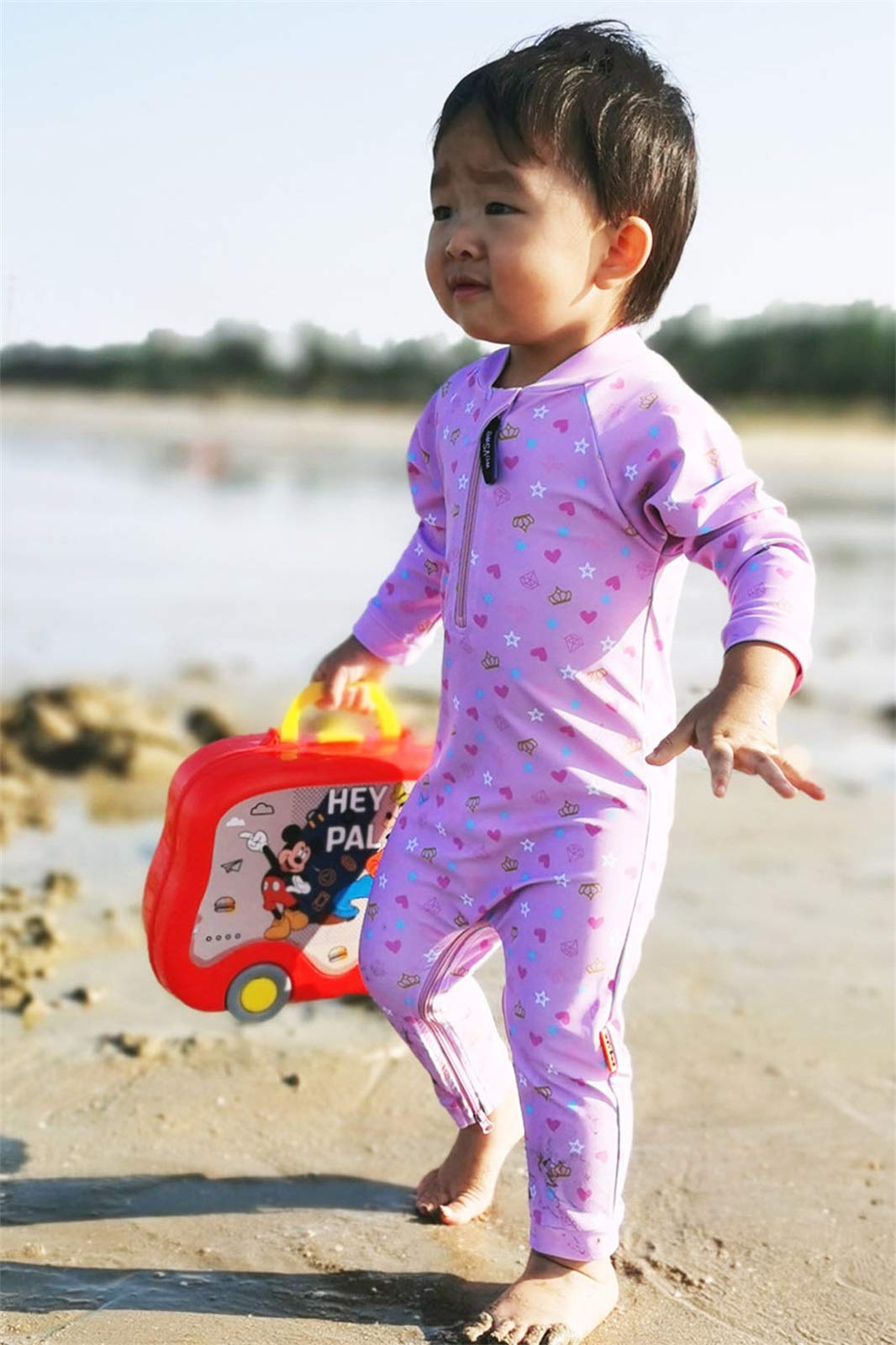 Toddler Star UPF 50+ Protection Swimsuit Baby Cute Crown Bathing Suit Crotch Zipper for Easy Diaper Changes 12-18 Months