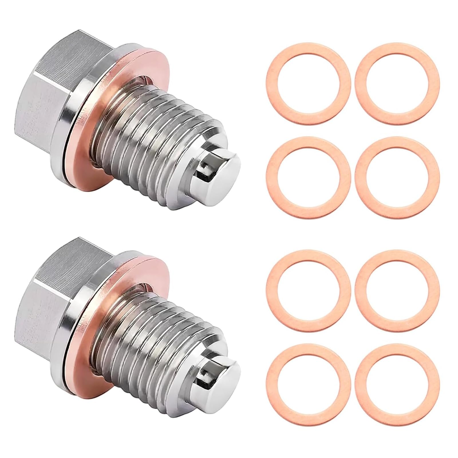Magnetyczna śruba spustowa oleju M14 x 1,5, magnetyczna śruba spustowa oleju ze stali nierdzewnej z 8 uszczelkami, magnetyczna uszczelka, nakrętka spustowa oleju do Honda M14125 i samochodów
