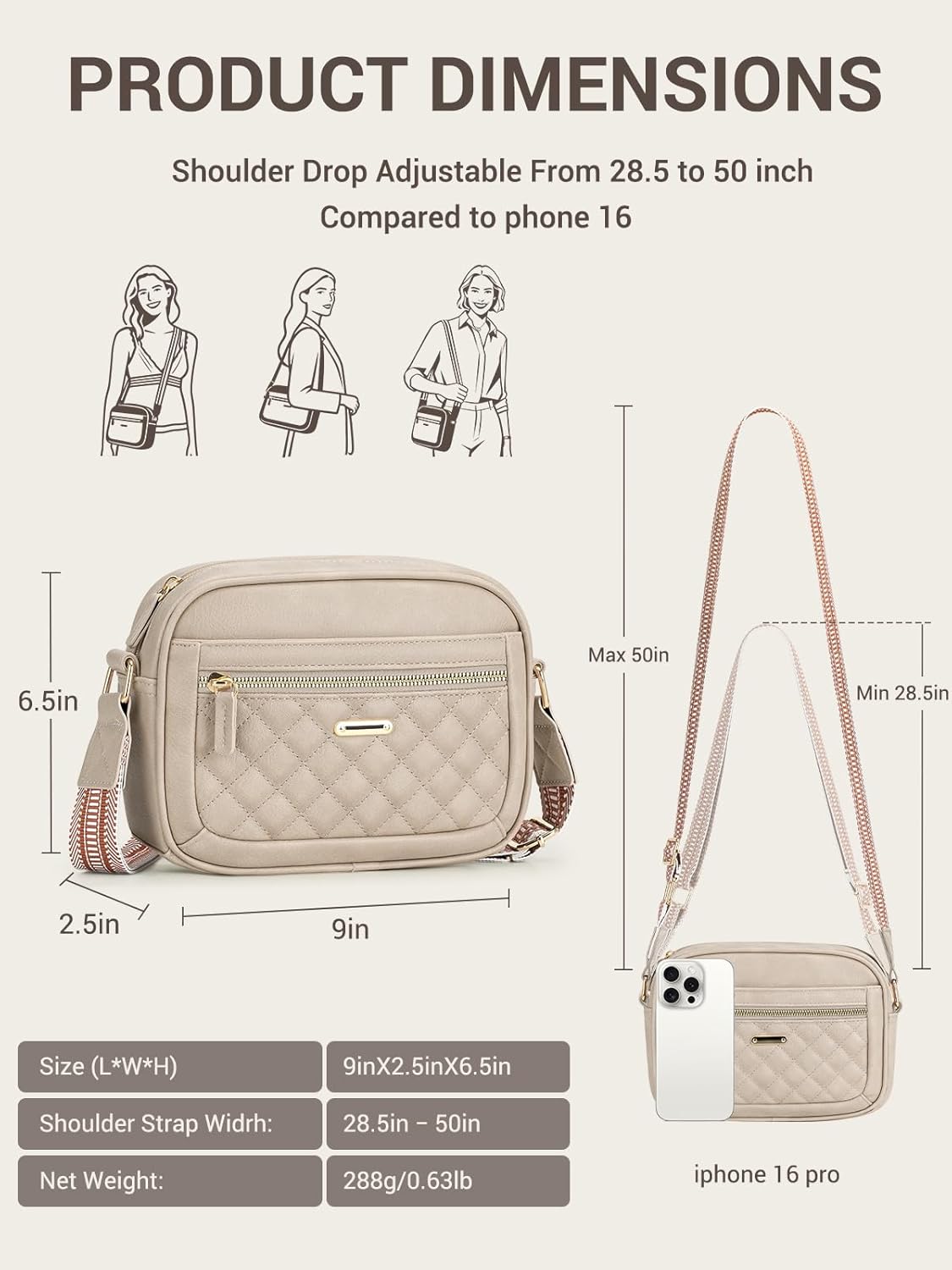 Capolo Crossbody Bags for Women, Small Crossbody Purses Trendy Vegan Leather Women's Shoulder Handbags with Adjustable Strap - Image 3