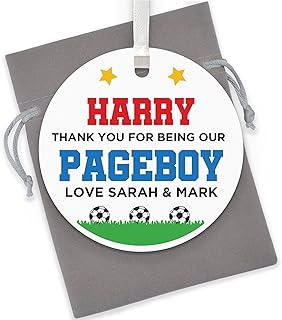 Personalised Page Boy FOOTBALL Gifts - Wedding Thank You Gifts for Pageboy, Usher, Ring Bearer, Ring Security, Best Man, Groomsman, Boys, Kids, Son - Football Gifts for Page Boy - With Grey Bag