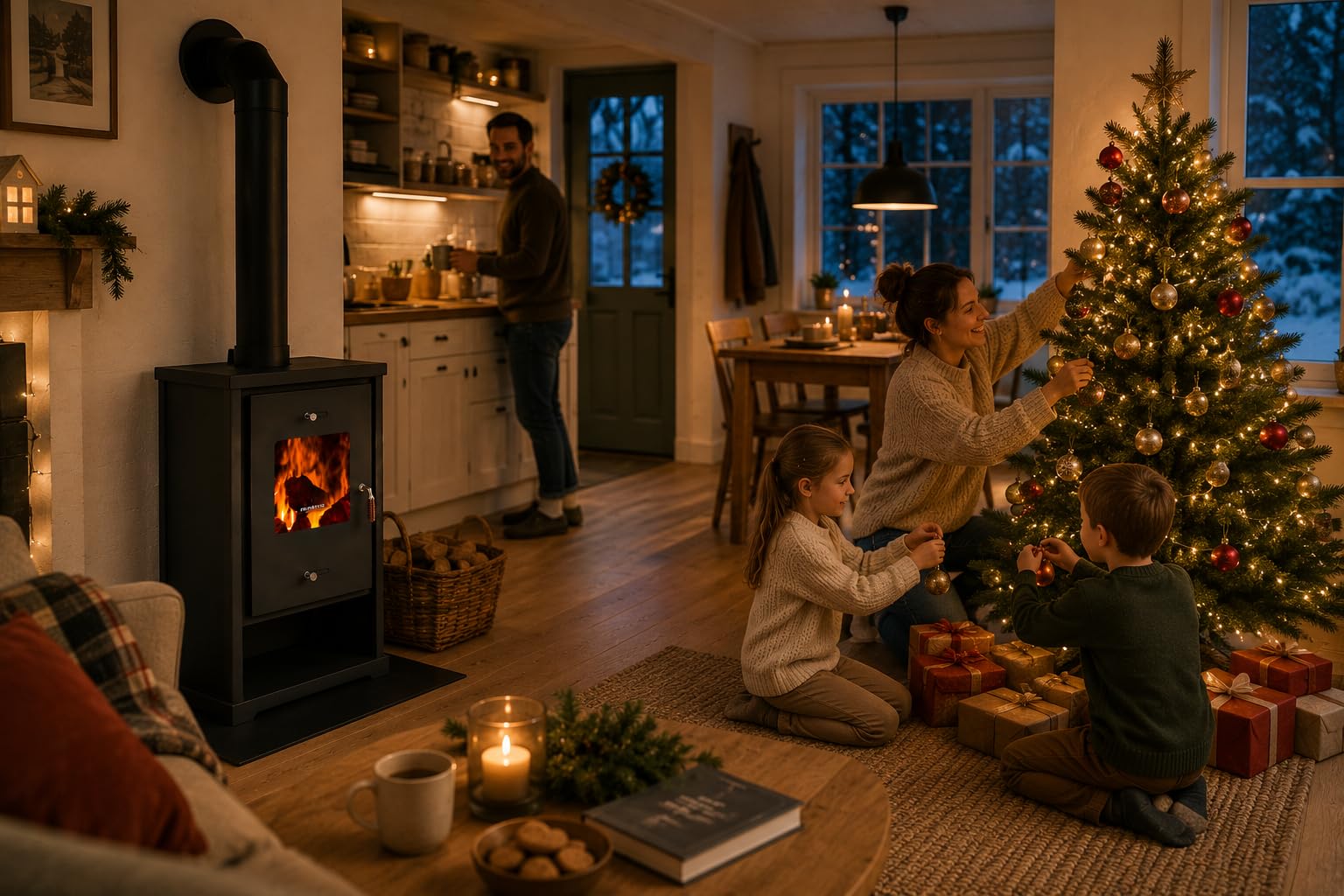 Prometey EEK A+ 96175 - Stufa a legna da 10,2 kW, colore: antracite, altezza 79 cm, larghezza 50 cm, profondità 42 cm, 64 kg