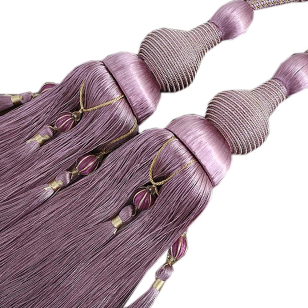 Curtain Buckle Beaded Tassels Curtain Tiebacks Home Decor 1 Pair Curtain Rope Tiebacks with Tassels (Dark Coffee)