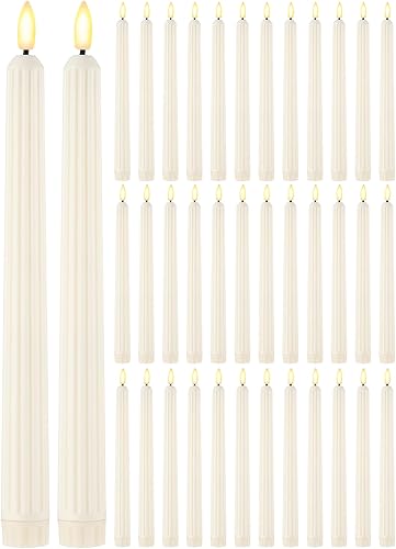 Treela 36 velas cónicas sin llama de 11 pulgadas parpadeantes LED falsas, funciona con pilas, velas falsas eléctricas para Navidad, Halloween, disponible en Yaxa Costa Rica