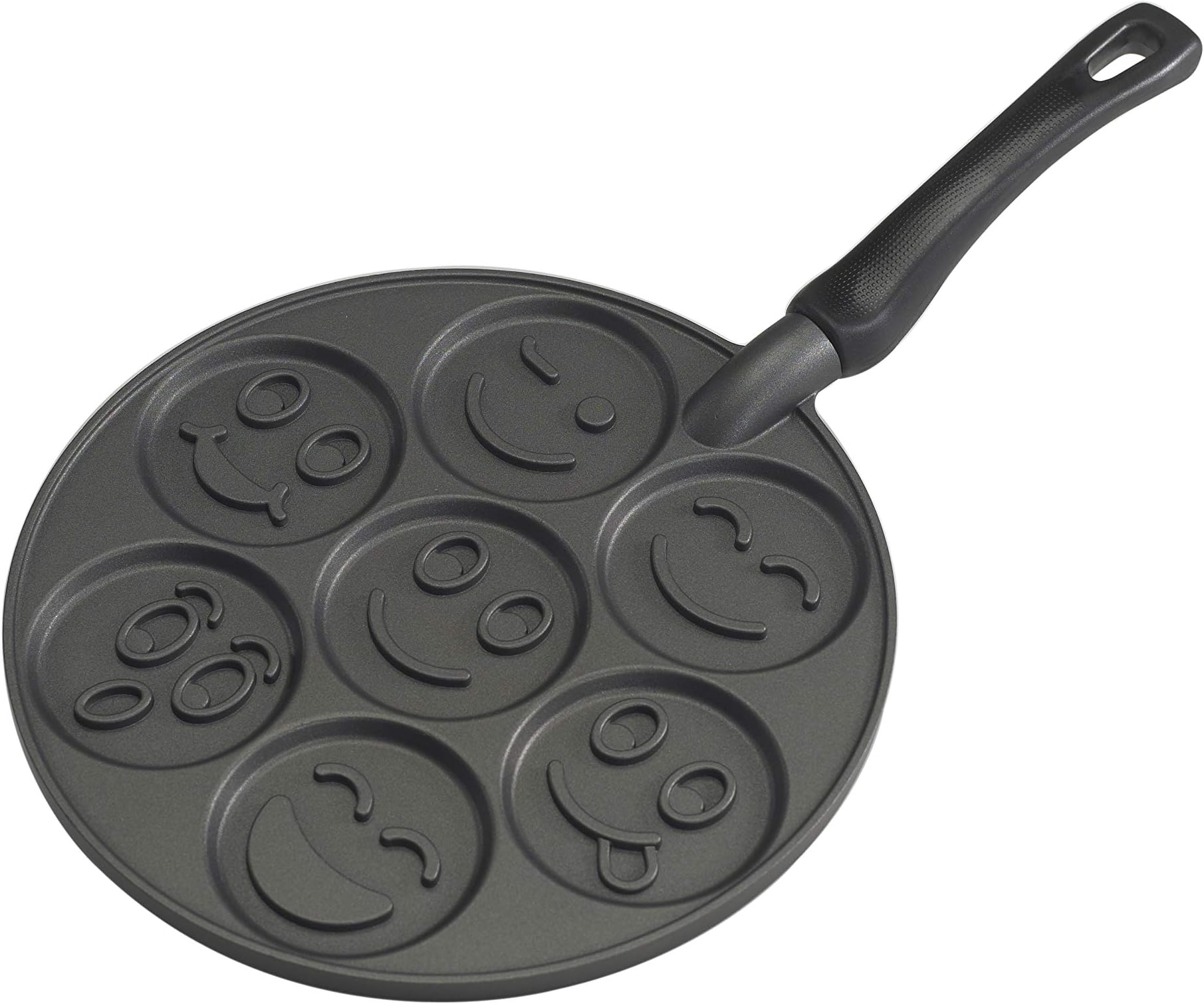 Nordic Ware Non-Stick Smiley Face Pancake Pan, Black, 10 1/2 inch diameter, 1920
