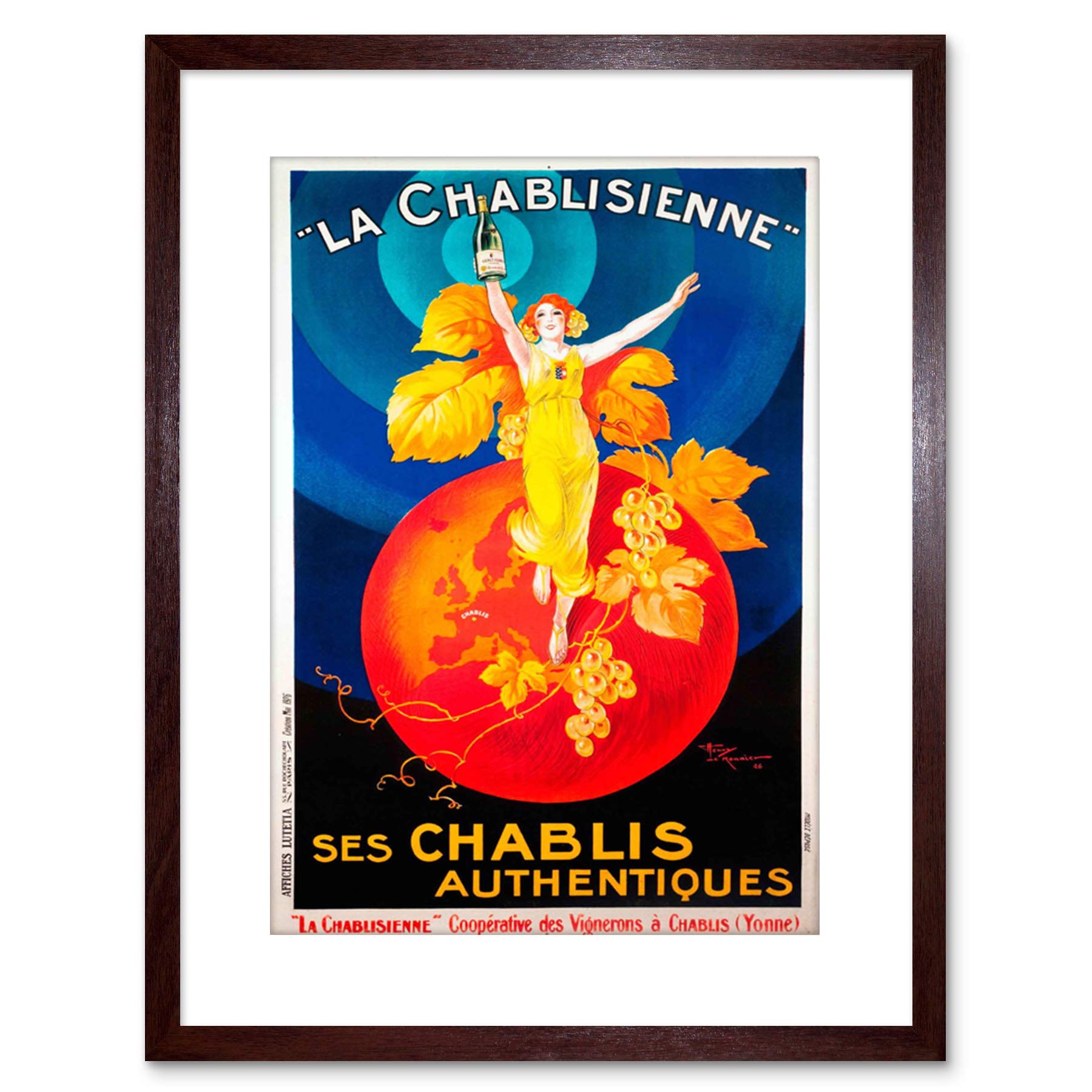Wee Blue Coo Ad Chablis Wine Photo Framed Wall Art Print