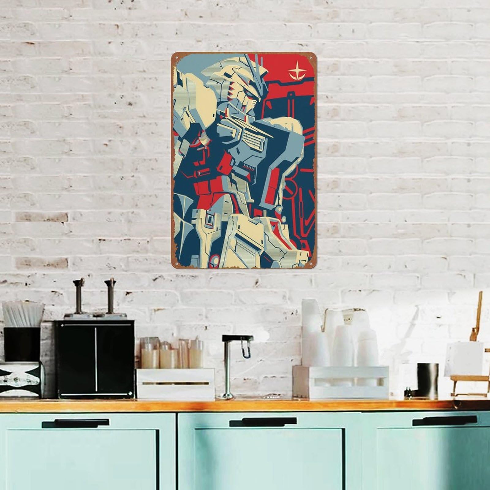 ガンダム　ポップアート Amazon.com: Nu Gundam Pop Art Gundam Poster Retro Metal Sign