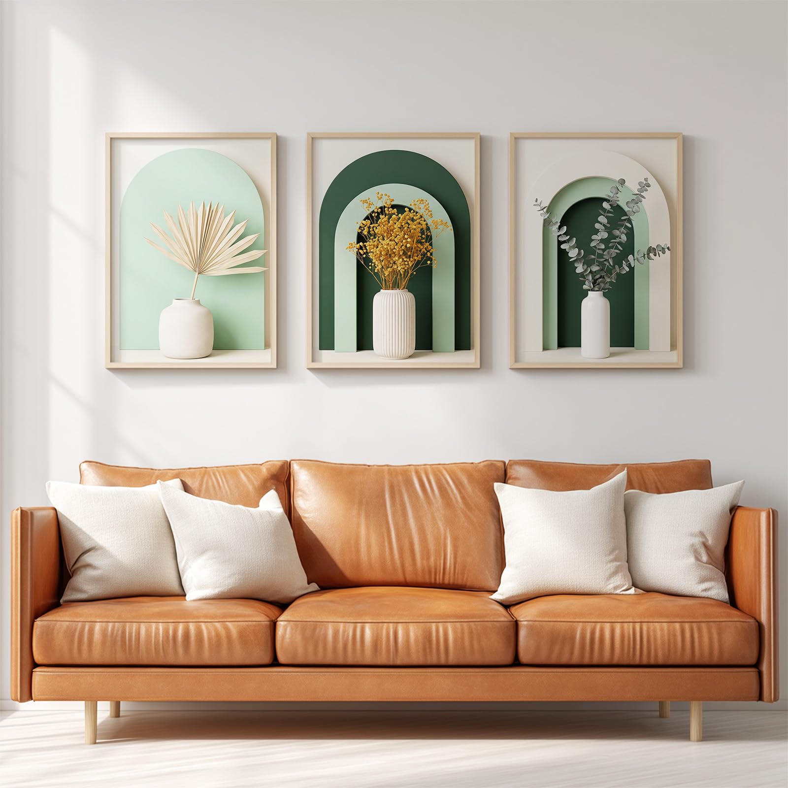 Generisch 3Pcs Modern Minimalistisch Wandbilder mit HD-Druck, Trockenblume Vase Bilder Auf Leinwand Poster Deko für Wohnzimmer Schlafzimmer Büro, Ungerahmt, 50 x 70 cm