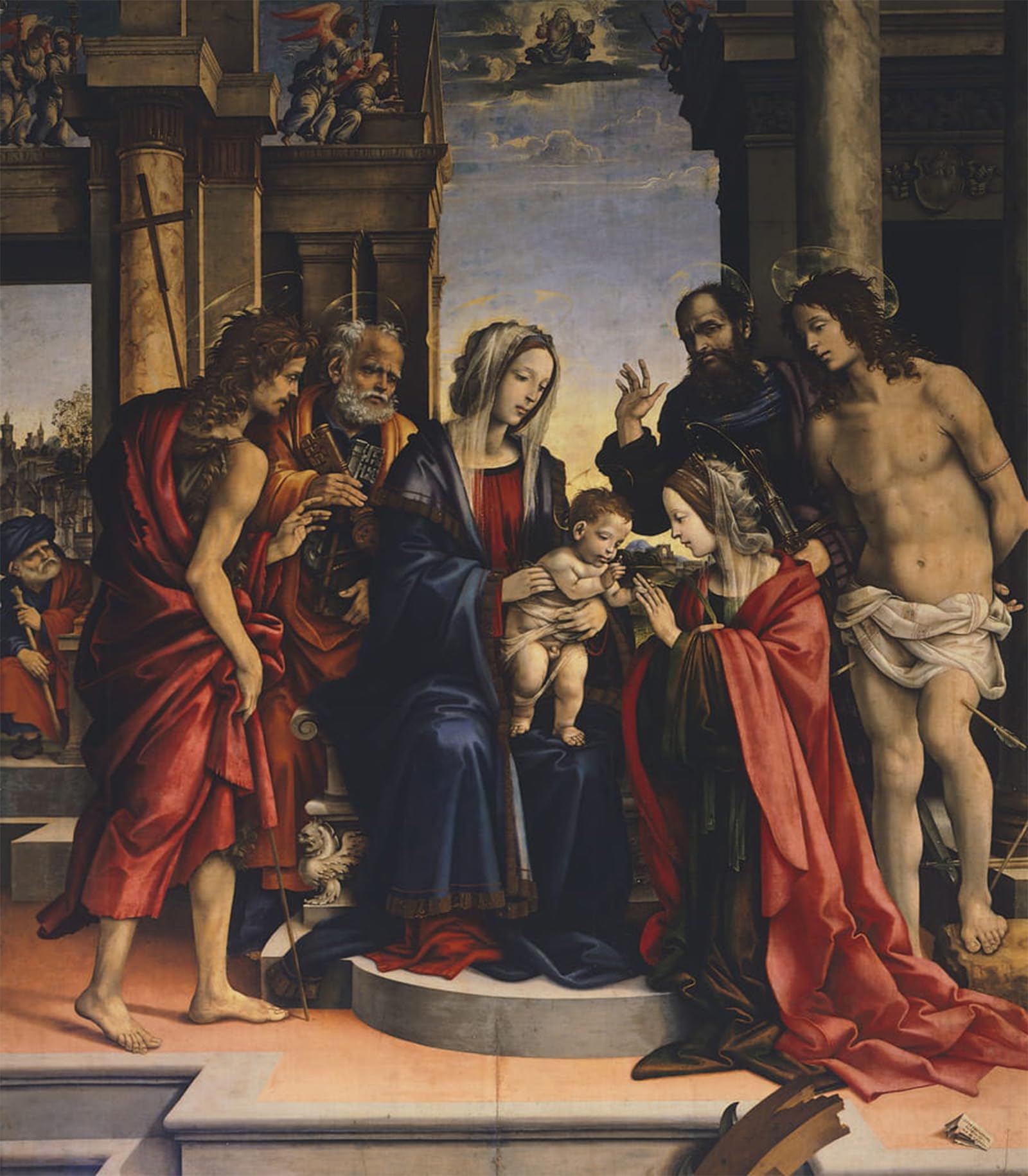 ARTXLXXBN Famous Painting Canvas Artwork Graffiti Print Mystical Marriage of Saint Catherine of Alexandria by Filippino Lippi Portrait Canvas Image for Home Decor 60x90cm