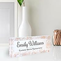 Vista 7 de Placa de Nombre de Escritorio de Acrílico Transparente Grueso Personalizada de 8x3" con Logo Personalizado - Decoración Profesional de Oficina