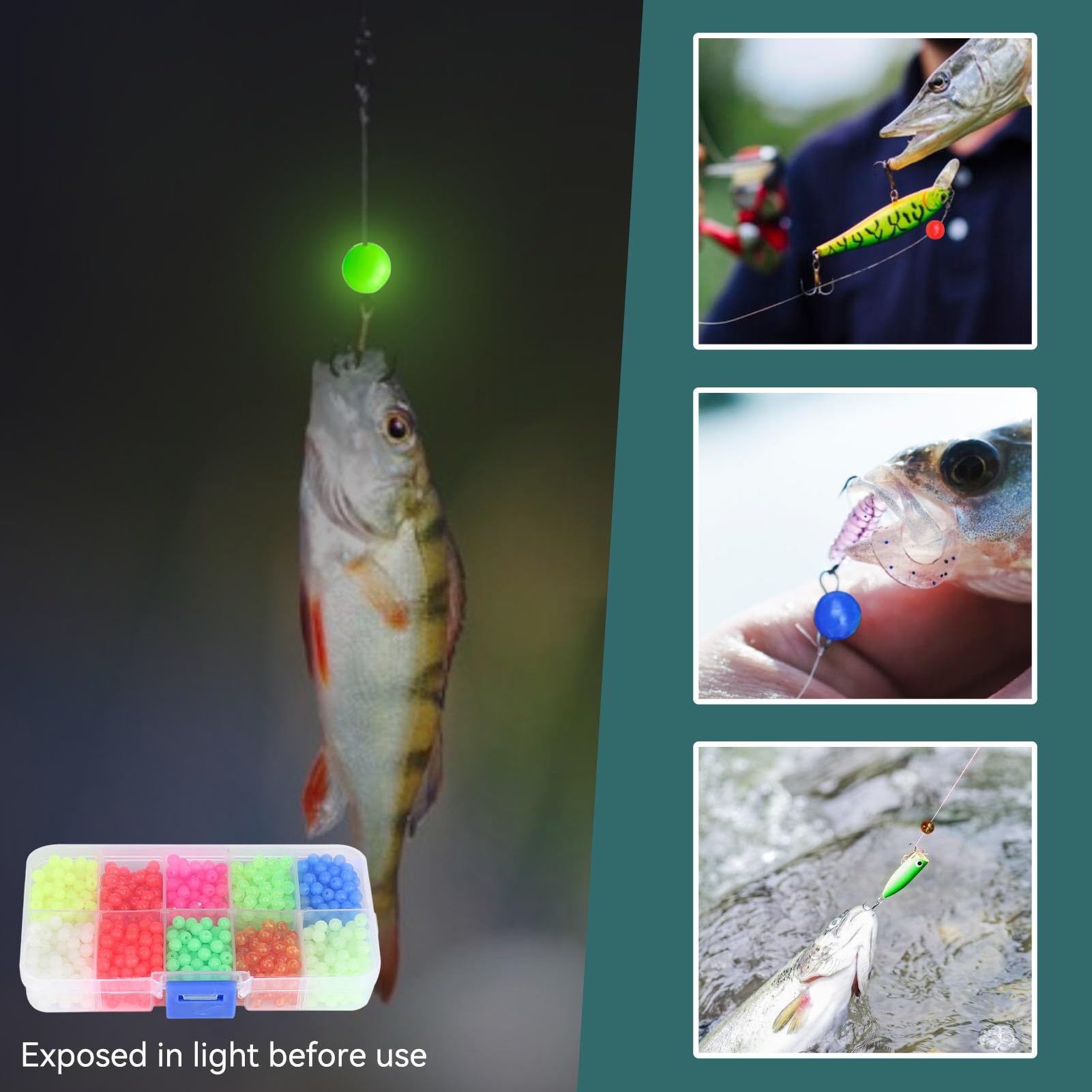 400 pièces Perles de pêche fluorescentes Lumineuses Perles de pêche en Forme Ronde Outils de pêche Oeufs pour Plate-Forme 8mm