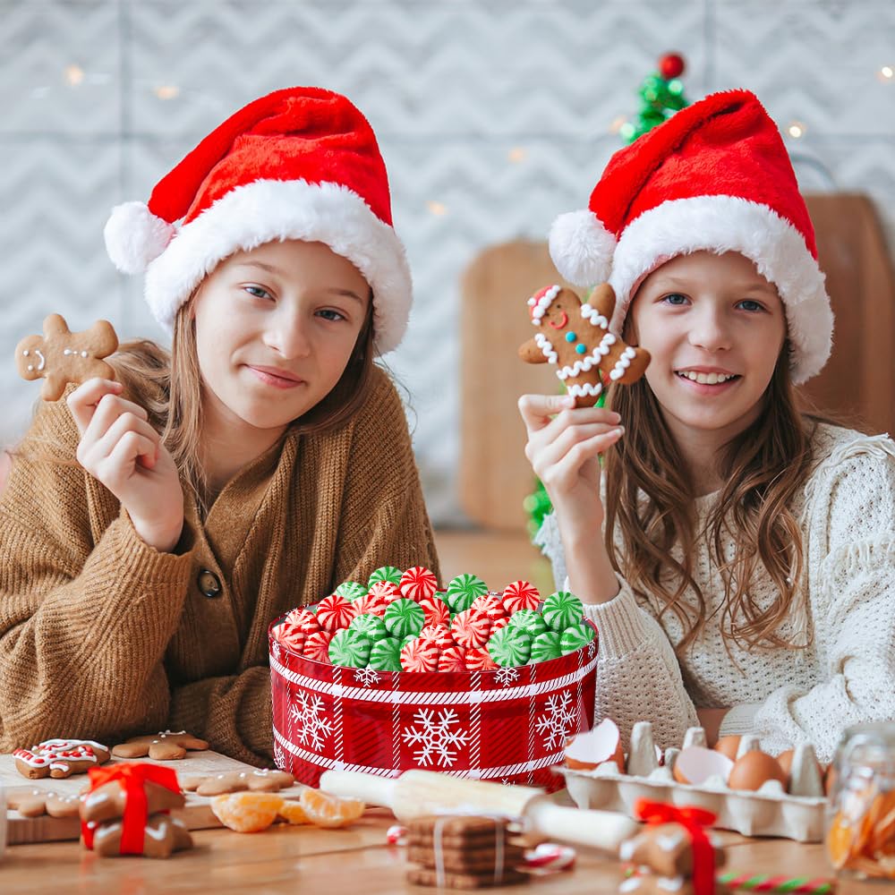 DIYDEC 3 Pack Christmas Cookie Tins Nesting Set - Large, Medium, Small Metal Tins With Lids & Ribbon - View #3