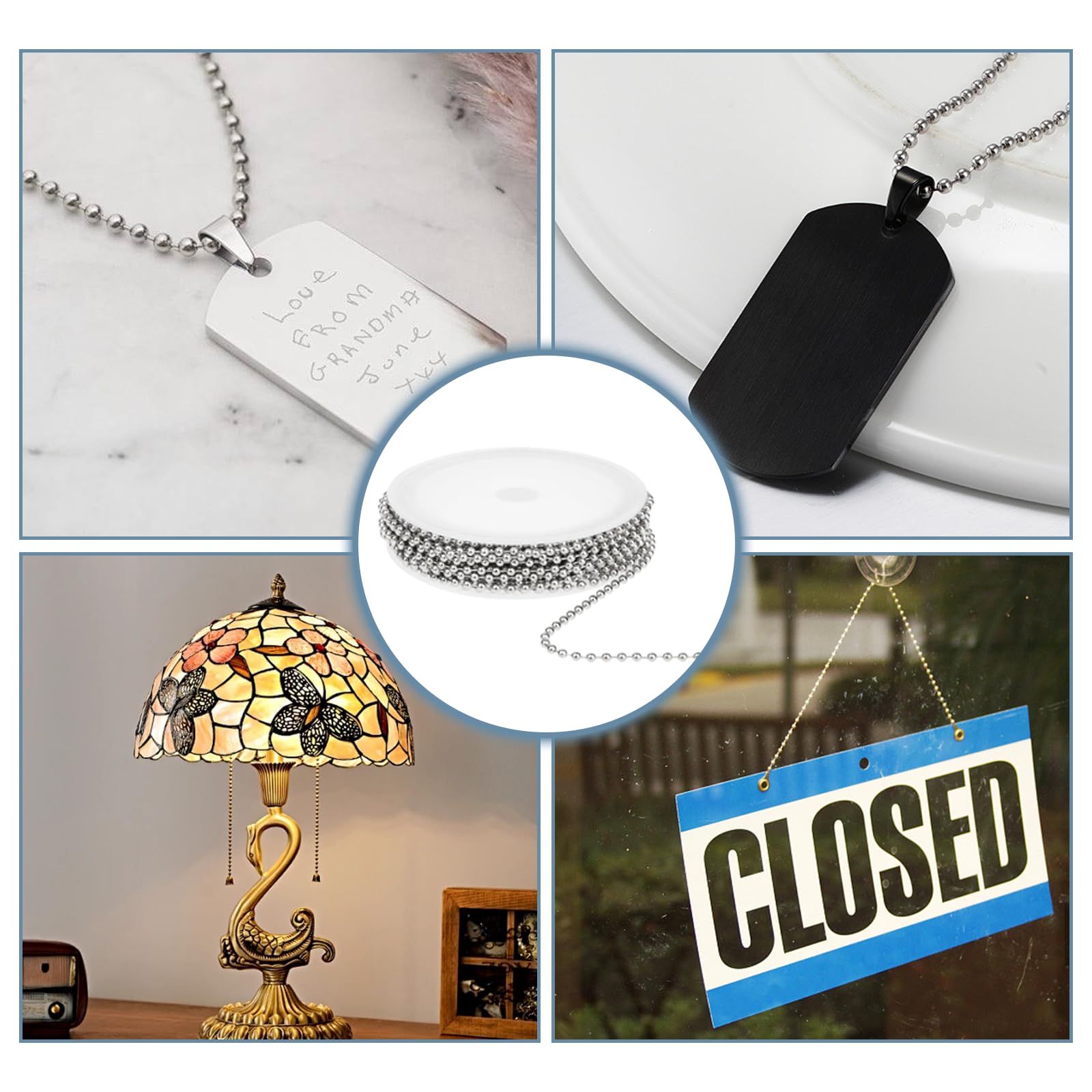 200 mm | 3.2 mm | zilver | Kogelketting met sluiting