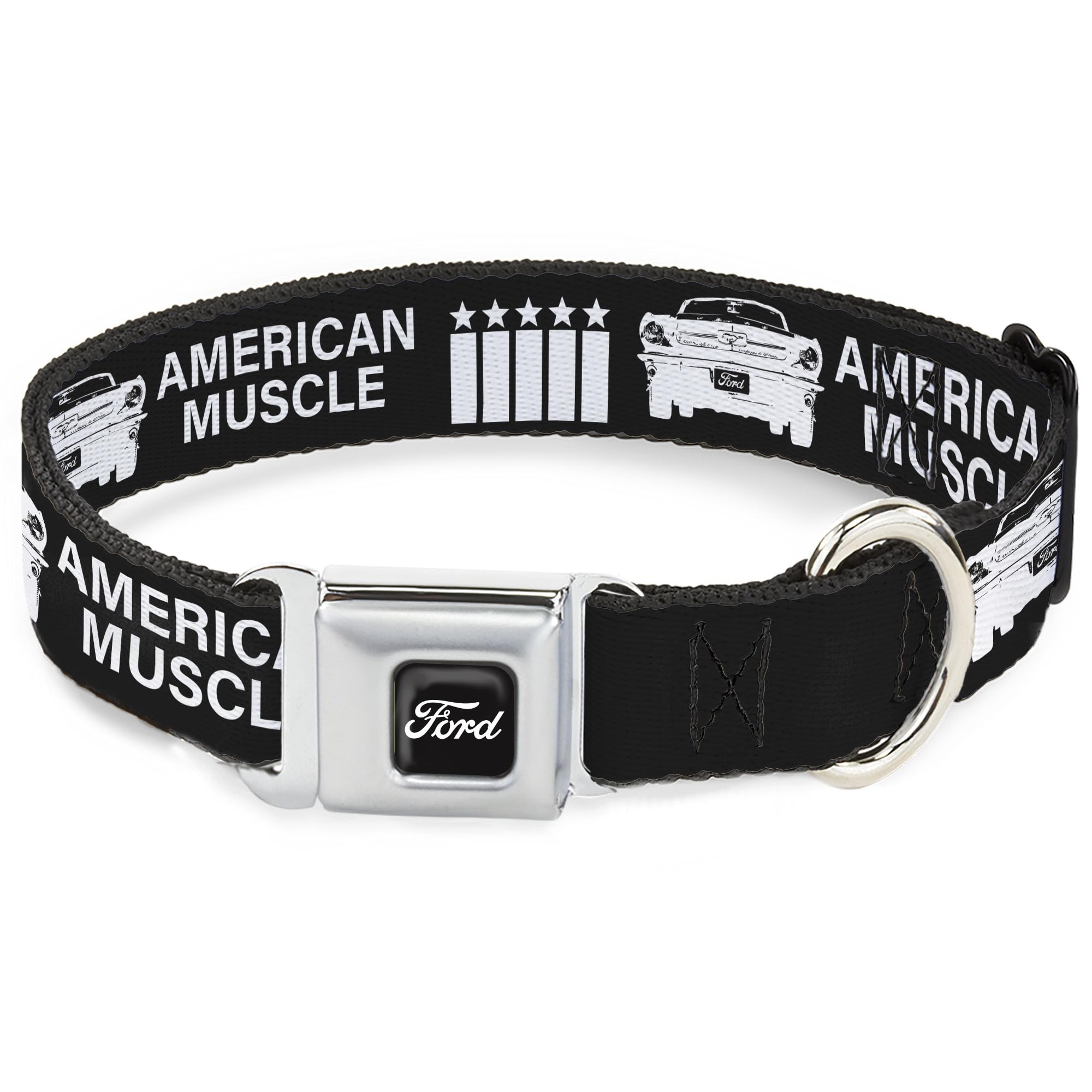 Collier pour chien Ford Mustang en métal robuste et nylon tressé haute résistance 25mm