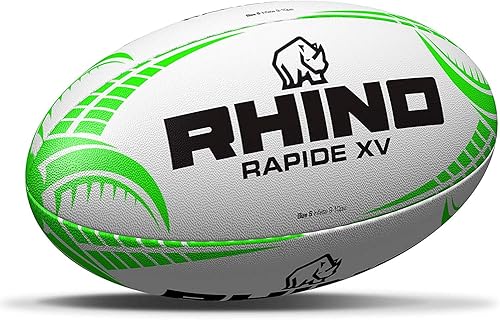 Miniatura 3 de Rhino Rapide XV - Balón de rugby, diseño de la liga de la Unión, color blanco y verde