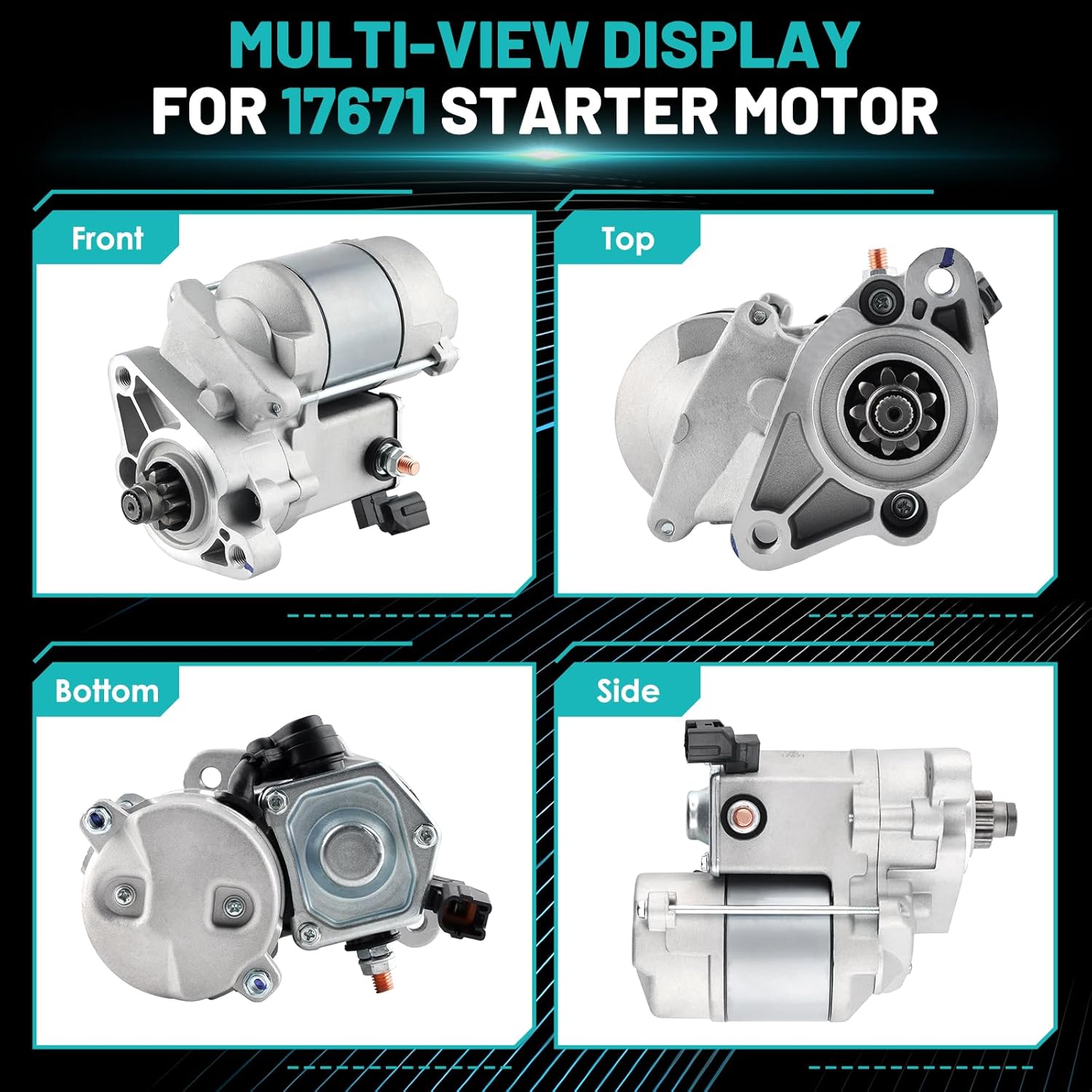 17671 Starter Motor Fit for Toyota Tacoma 1995-2004, Tundra 2000-2004, 4Runner 1996-2001, T100 1995-1998 3.4L Automotive Replacement Starter#281006205084, 2810062050, 17707 Engine Starters