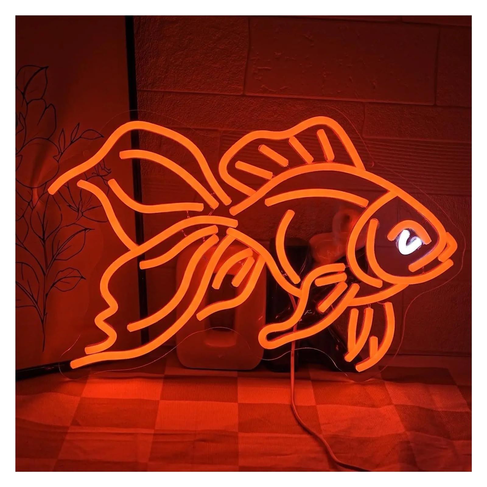 SHOUXI Sign Lamp Goldfish Neon Sign for Wall Decor Fish Light Dimmable for Bedroom Restaurant Fishing Shop Store Club Room 42cmx27.5cm