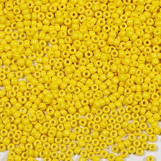 Bala&Fillic Size 3mm Seed Beads Yellow Color About 3600pcs /100grams in Bag 8/0 Glass Craft Seed Beads for Making Bracelet...