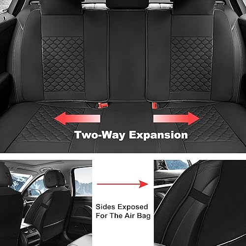 Miniatura 5 de Elantrip Juego completo de fundas de asiento de automóvil de piel sintética de lujo con diseño acolchado de diamante, impermeable, 0.197 in de