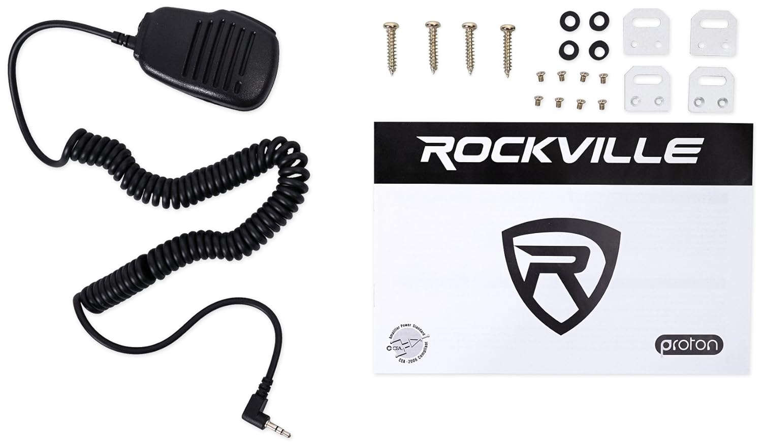 Rockville RXM-S30 Bundle: 2400W 4-Channel Proton Micro Marine/ATV Amplifier, RockerBT Bluetooth Rocker Switch Controller with Aux Input/Output for RZR, UTV, Golf Cart, and Boat Audio Systems, 2-Items