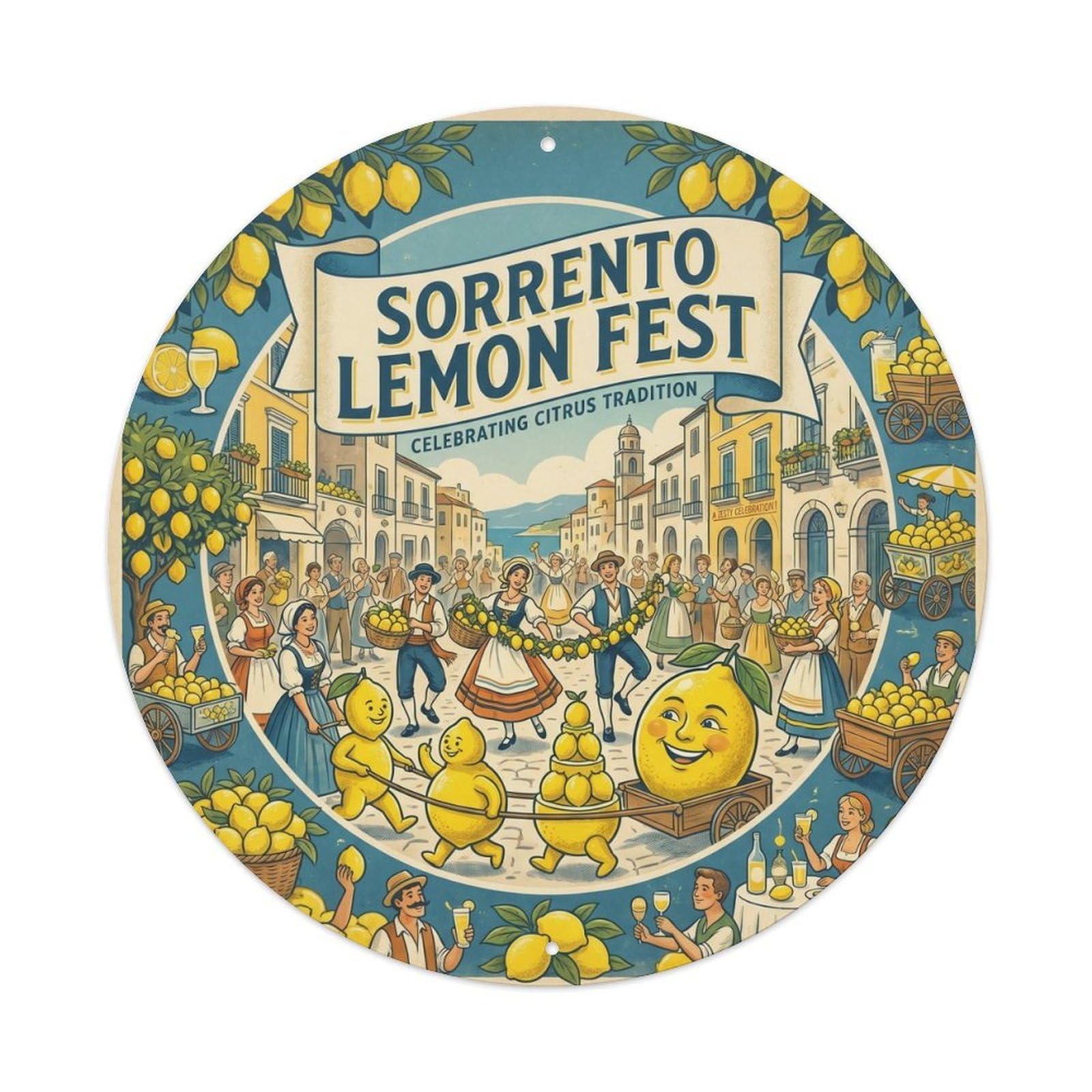 Olhnbad Style Lemon Celebration Sorrento Cuisine Culture Travel Metal Tin Sign