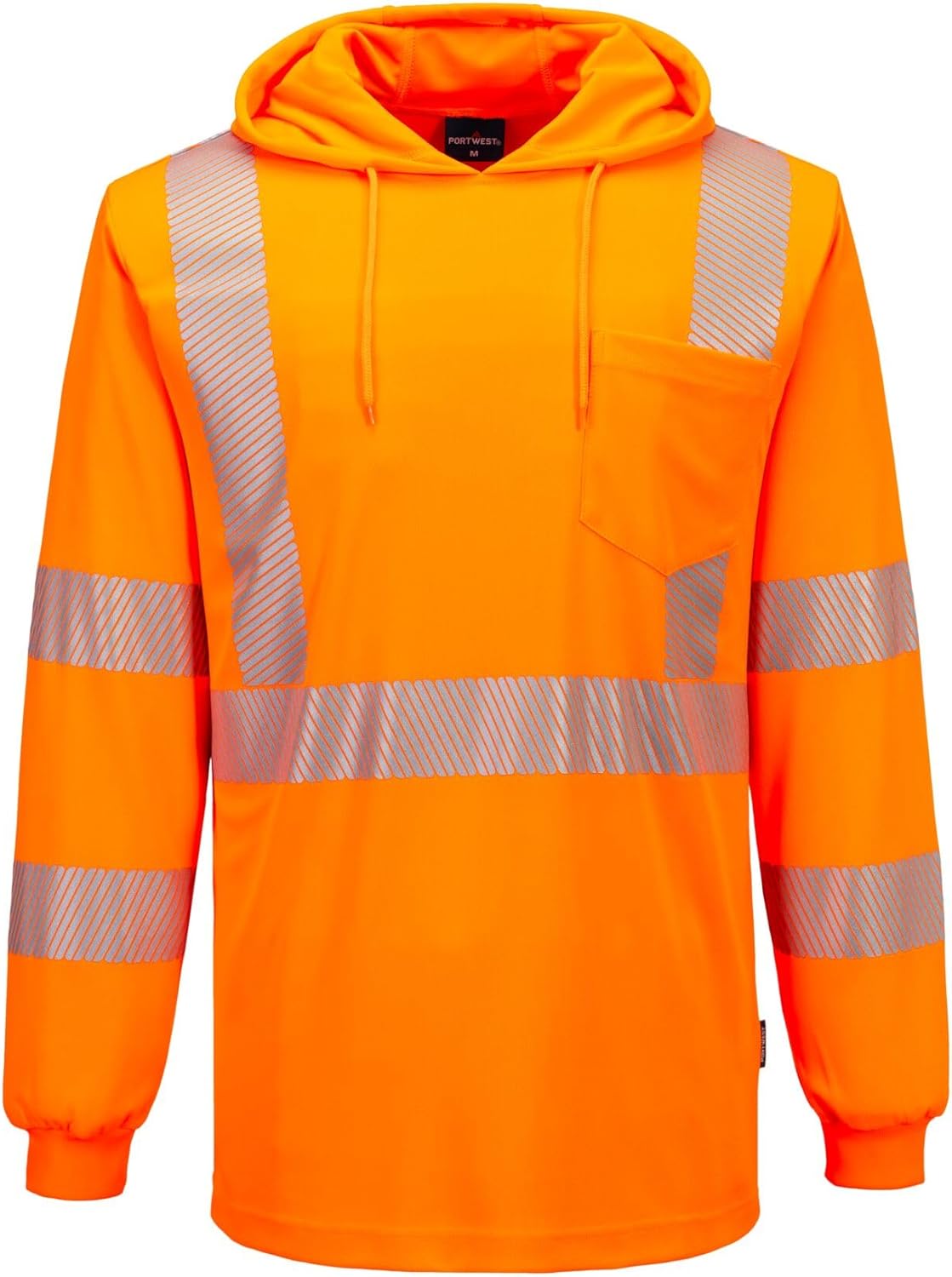 Portwest L042 Hi Vis Lightweight Long Sleeve Hooded T Shirt with Moisture Wicking Breathable Design, Yellow, XL