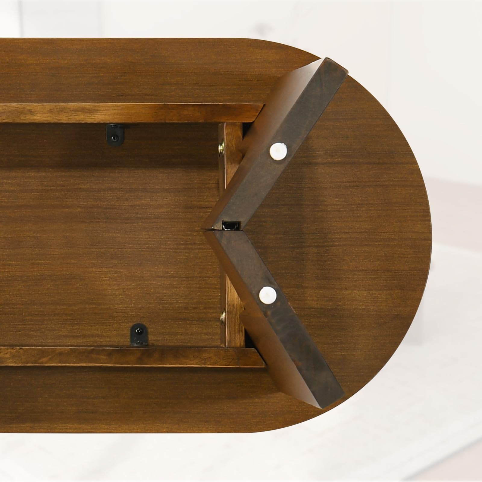 47.25" L Walnut Wood Oval Bench, Solid Wood Dining Bench with Wooden Legs for Dining Room, Restaurant, 1 Piece