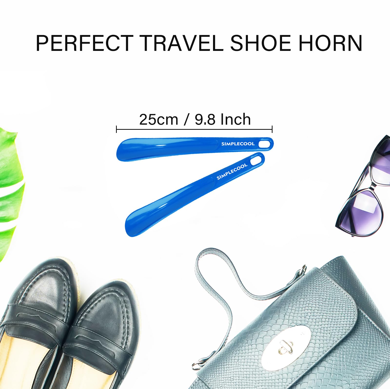 SIMPLECOOL Bocina de plástico para zapatos, cuernos portátiles de viaje. Cuchara duradera para zapatos para hombres, mujeres, personas mayores y niños., Azul/9.8 pulgadas, 25cm