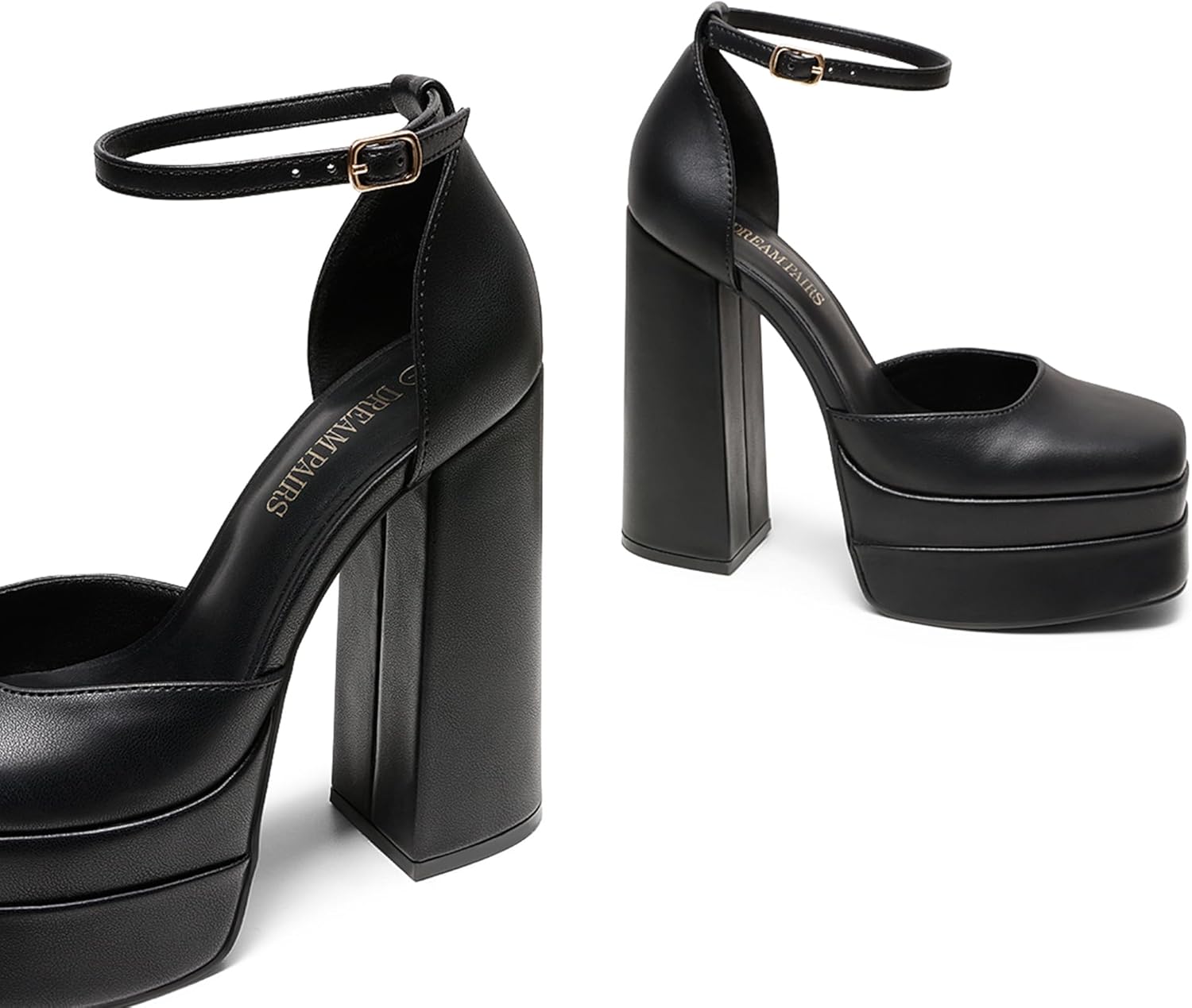 DREAM PAIRS Women’s High Chunky Platform Closed Toe Block Heels Square Toe Ankle Strap Dress Wedding Party Pumps Shoes Aurelia - Image 7