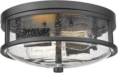 Miniatura 8 de Lámpara de techo de montaje empotrado grande de 16 pulgadas con vidrio semillado, pantalla de lámpara de techo redonda de veta de madera, grano de