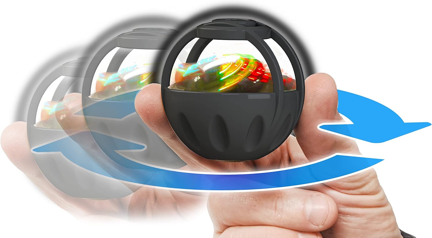 TOP SECRET TOYS Thumbler Gyroscopic Light-Up Fidget Toy, Colorful LED Display of Swirling Lights, Spinning Top, Speed & Resistance, Scientific, STEM