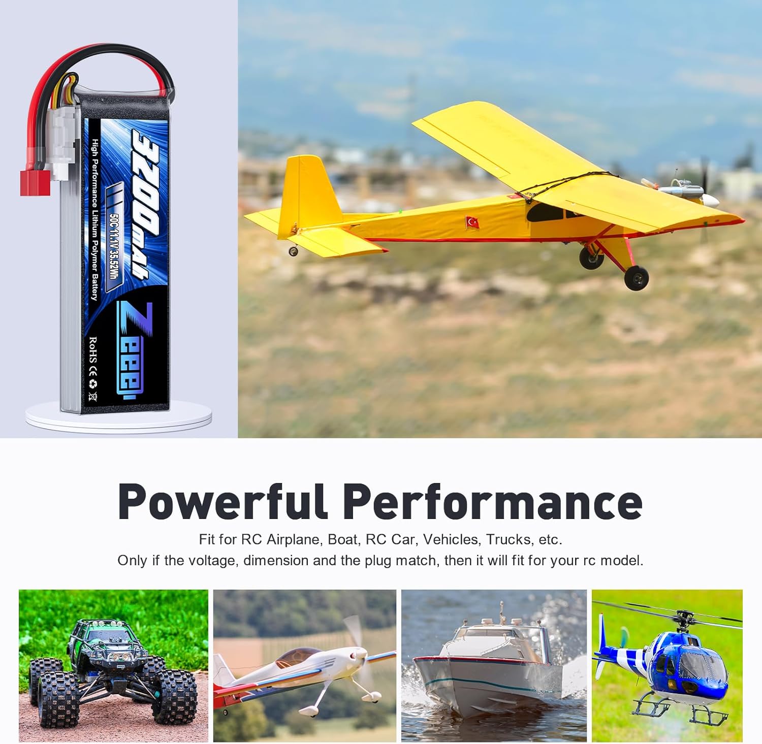 Various RC vehicles powered by Zeee Lipo Batteries