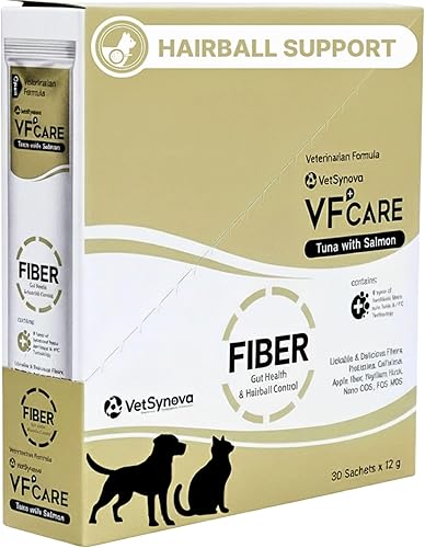 VFcare Fibra para gatos y perros  Atún con salmón  Remedio de bola de pelo para gatos y alivio del estreñimiento del gato  6 fibras funcionales con
