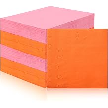 160 Pcs Pink And Orange Paper Napkins 5 * 5 Neon Napkins Orange Beverage Napkins Disposable Dessert Napkins Cocktail Luncheon Napkins For Bachelorette Party Wedding Birthday Dinner