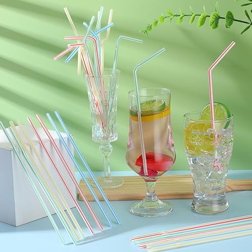 Vista 13 de Eaasty 3000 popotes de plástico flexibles a granel, popotes desechables de plástico, pajitas largas de plástico coloridas, popotes flexibles a