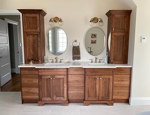 Miniatura 9 de Espejo de pared ovalado, espejo de baño plateado arena con marco de metal, superficie de arena mejorada, espejo ovalado plateado de 22 x 30 pulgadas