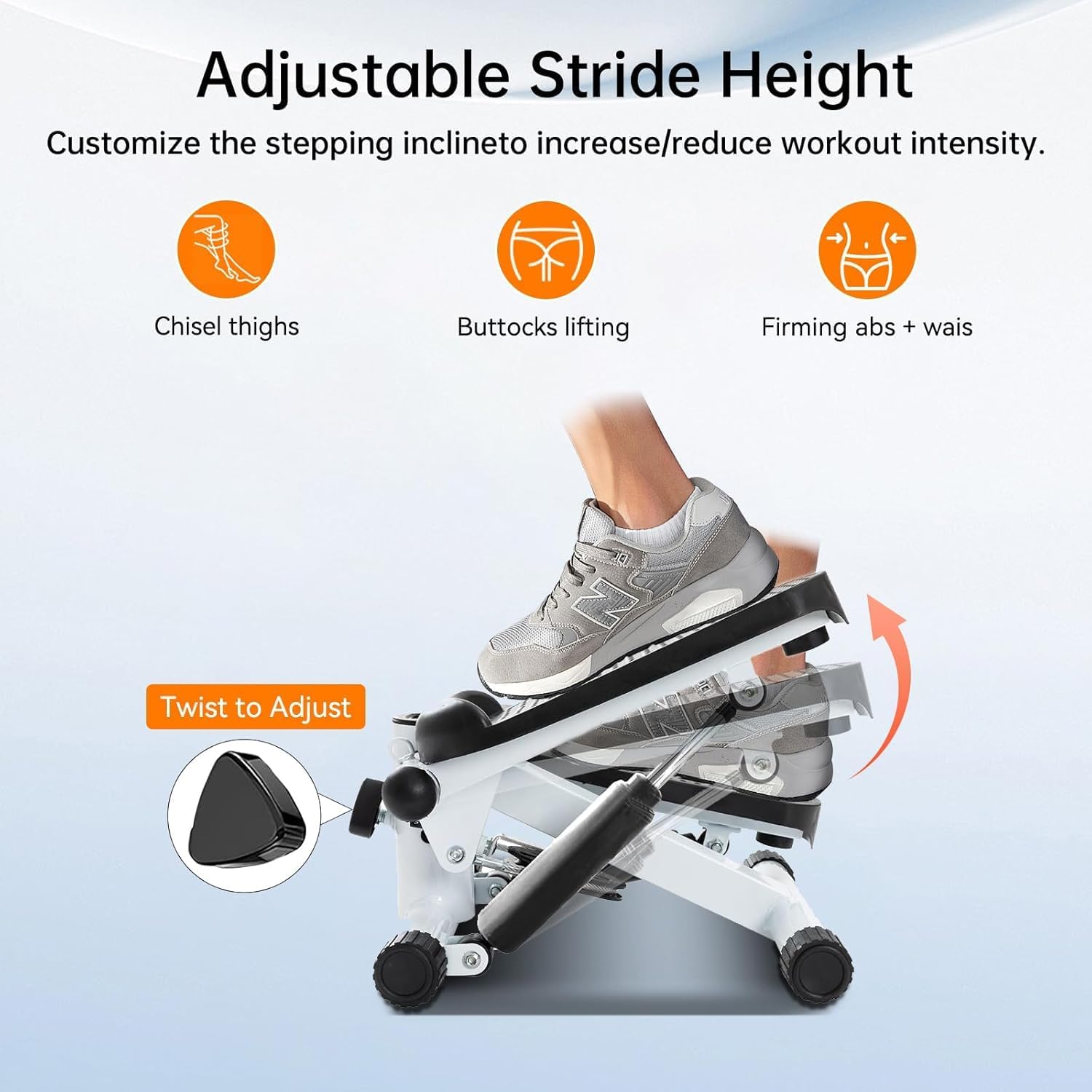 Steppers for Exercise at Home, Mini Stepper with Resistance Bands, Hydraulic Fitness Stepper with LCD Monitor, 360LBS Weight Capacity Portable Stair Stepper for Small Spaces