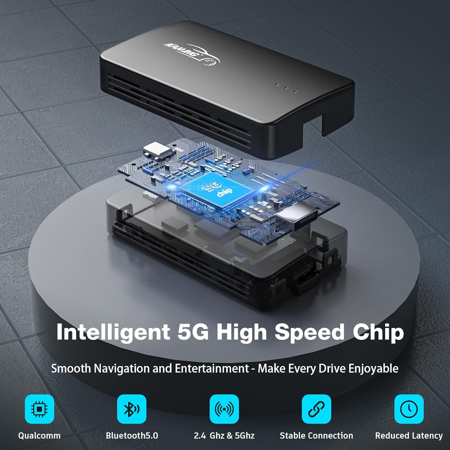 AI Box Wireless CarPlay Adapter & Android Auto, Support Netflix/YouTube/TikTok, Plug & Play, USB Playback, Dual Wi-Fi & Bluetooth 5, Smooth Magic Box for Cars with OEM Wired CarPlay & Android Auto