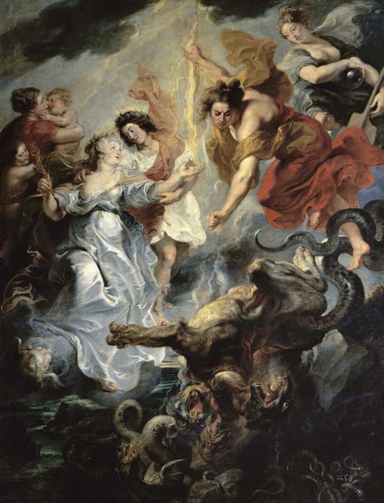 ART-CANVAS-stretched-on-WOODEN BARS The Queens Reconciliation with Her Son Rubens Peter Paul - Fantasy pionowy obraz fantasy figurki mitologia horror potwory 26_X_19_in