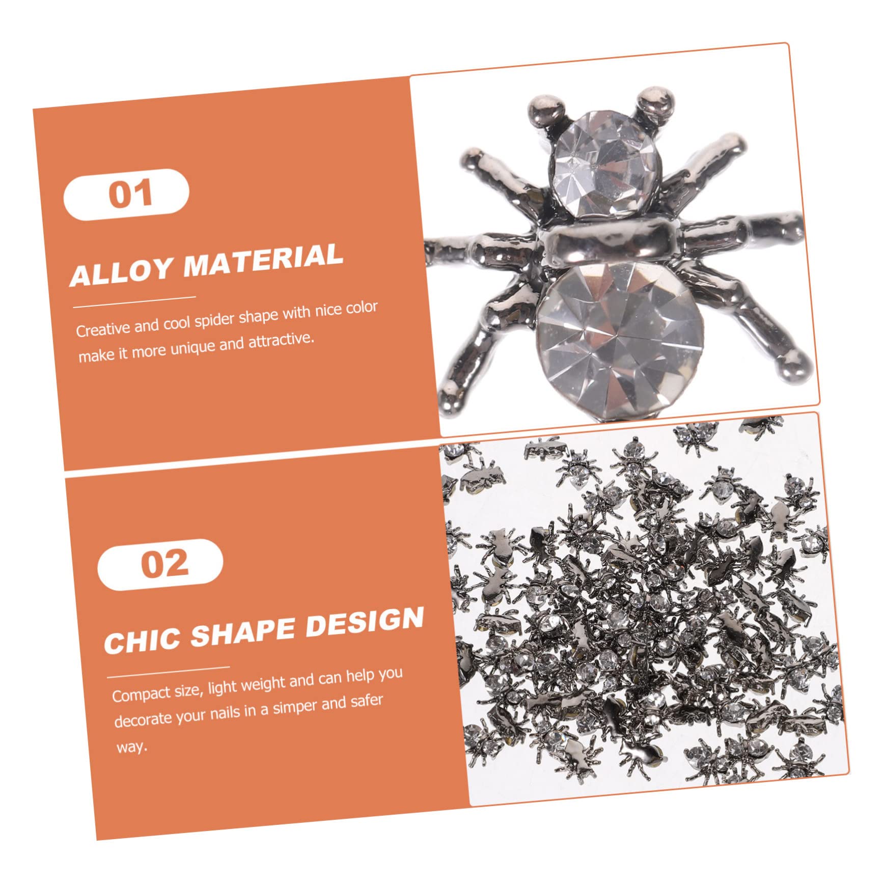 Healvian 200piezas Adornos Metálicos Para Uñas De Araña Decoraciones De Manicura Para Halloween Accesorios De Arte Uñas Charm De Diseño Creativo y Delicado