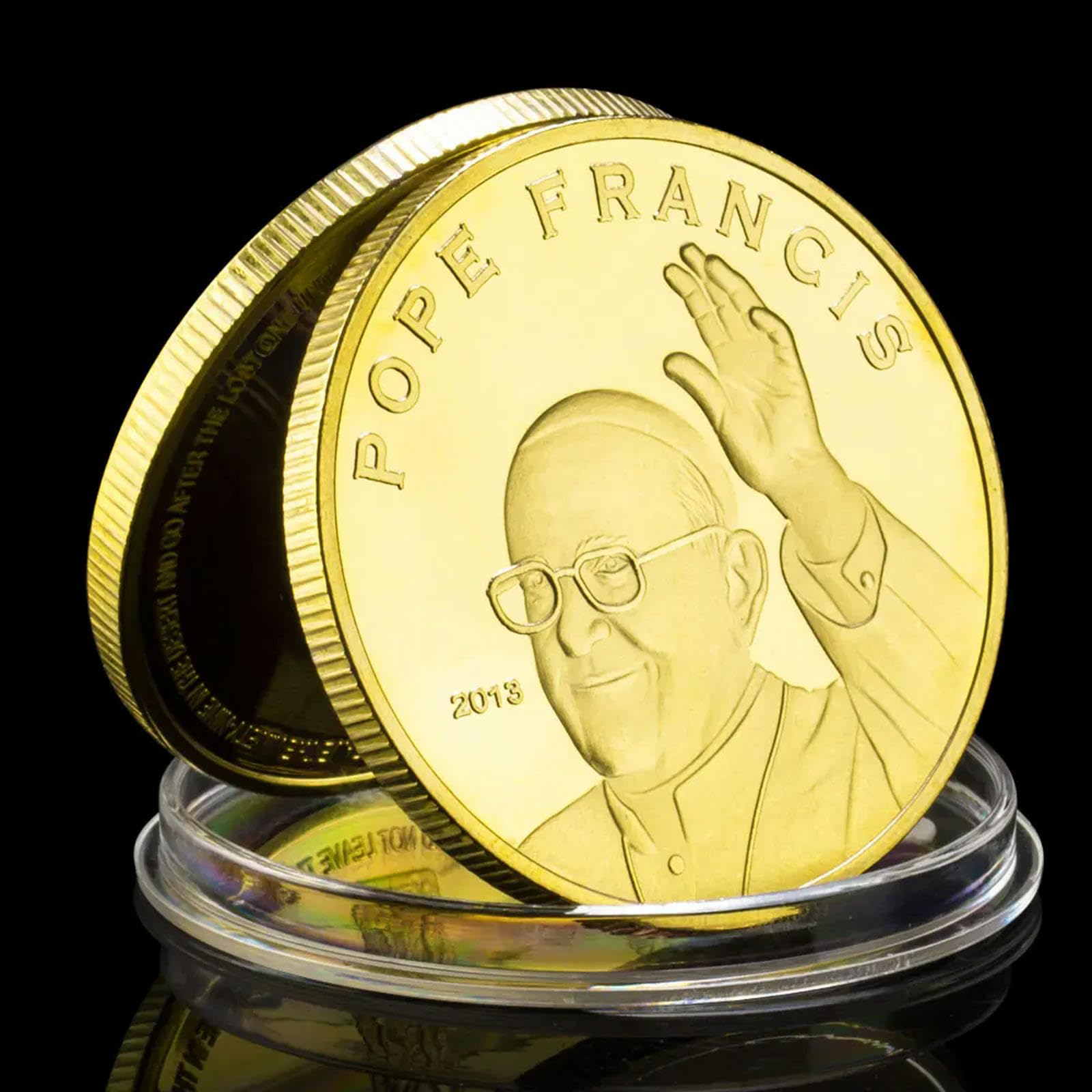 MBXLDGFD The 266th Pope of The Catholic Church Pope Francis Souvenir Coin Collectible Golden Plated Commemorative Coin