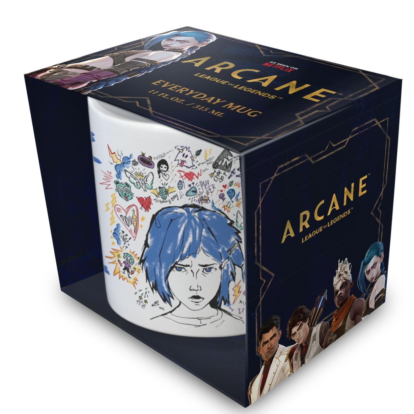 Arcane Powder White Mug 315ml / 11oz, Official Netflix Licensed League of Legends Character Mug 315ml / 11oz, Collectible Drinkware