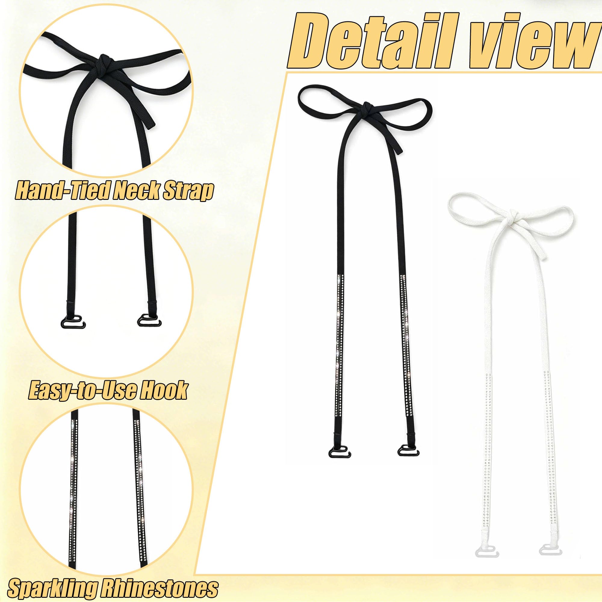 ZAHD 2 Paires Soutien Gorge à Bretelles en Strass Paillettes réglables Dames Remplacement Brillant Soutien Gorge Bretelles Bretelles à Nouer soi même pour remplacer Soutien Gorge Robes