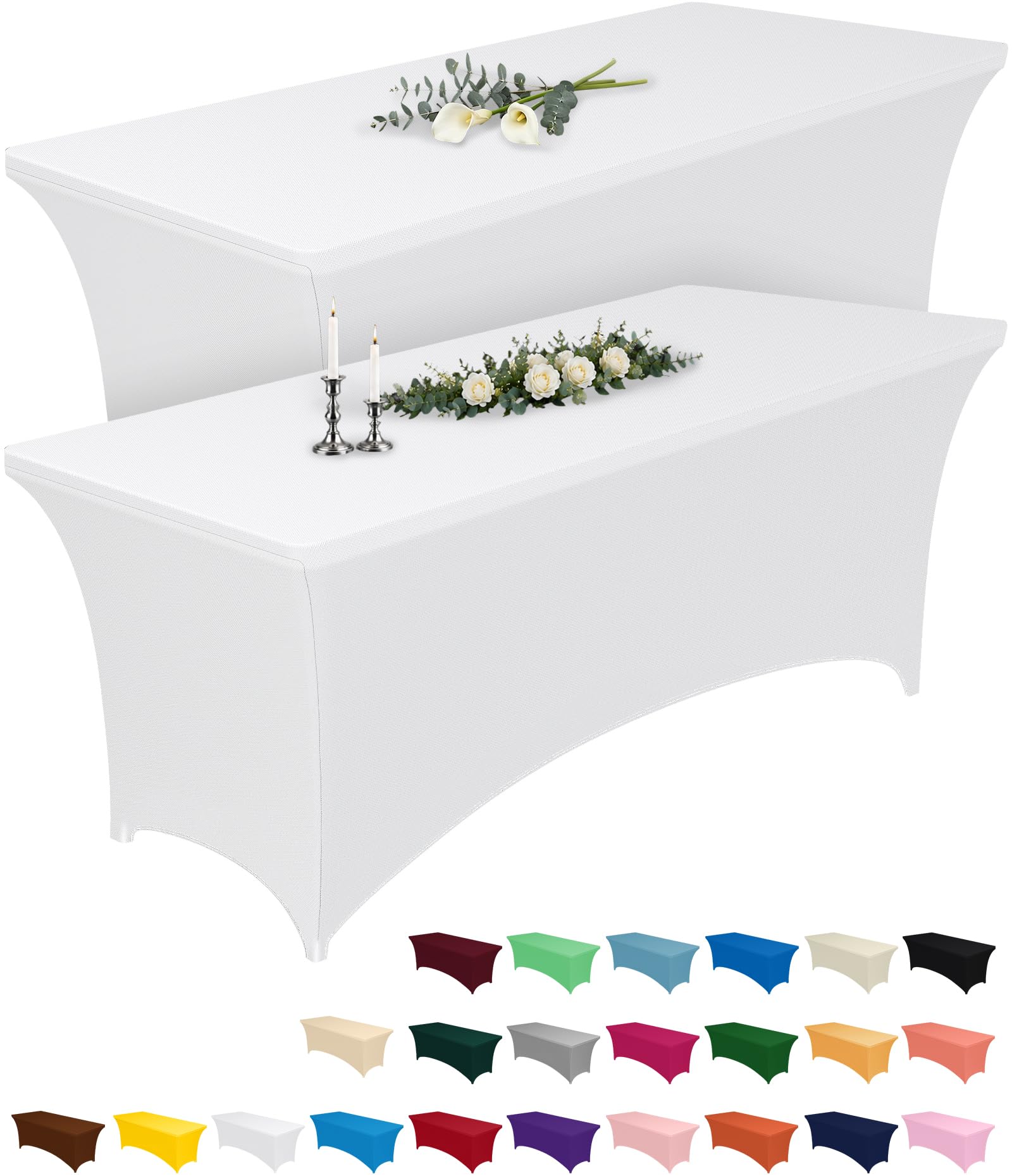 Photo 1 of Pureegg Spandex Tablecloth 6ft 2 Pack White